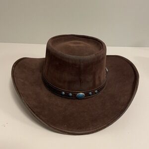 Baily U-Rollit Brown Western Cowboy Hat VTG Sz 7-1/2 Turquoise